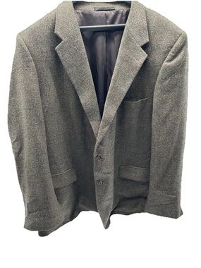 Vintage Petrocelli Men's Two-Button Notch Lapel Wool Sport Coat in Brown Tweed